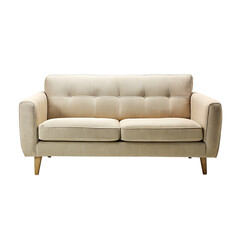 elegant grey sofa with cushions isolated