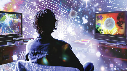 Livestreaming Professional: Streamer Hosting a Live Broadcast with Engaged Audience, Demonstrating the Future of Interactive Media and Online Entertainment