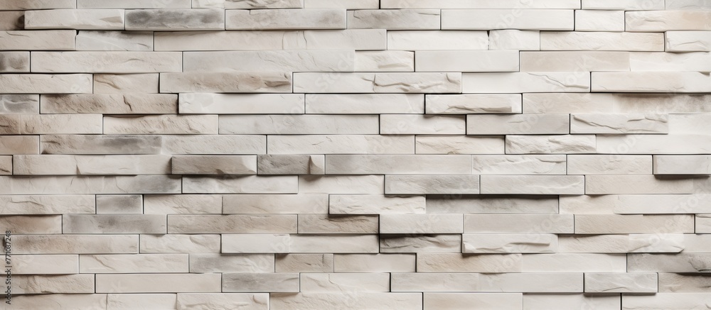 Poster a closeup of a brown brick wall with a beige shadow, showcasing the textured rectangle patterns of t