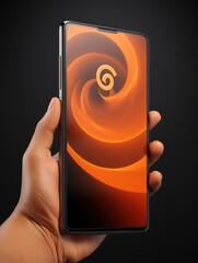 Hand holding smartphone mockup template mobile phone vertical device phone screen application