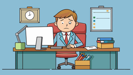 businessman working in office in the workplace vector illustration
