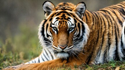 The magnificent tiger, with its striking stripes, exudes strength and beauty.