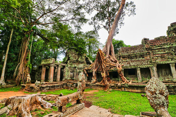 Preah Khan - 12th Century temple built by Khmer King Jayavarman VII with typical Angkor style...
