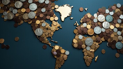 Coin World Map: Wealth Across Continents Ai generated