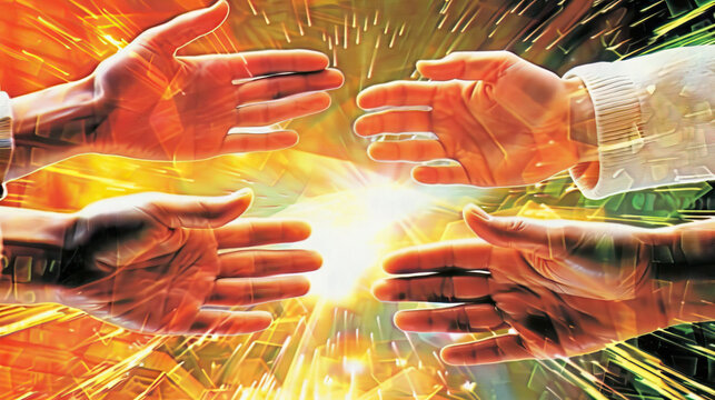 Golden Generosity: Hands Reaching Out in Warm Hues of Giving and Compassion