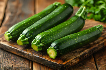 Fresh harvest of vibrant green zucchinis, showcasing the beauty of organic farm produce