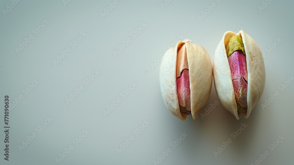 Aufkleber pistachios displayed on bright white tabletop with ample blank space for text or graphics placement