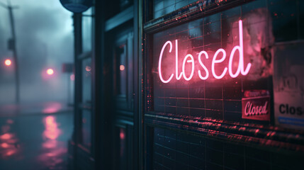 city sign - sign - Neon Goodnight: The "Closed" Signal