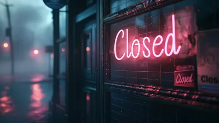 Fototapete Rund city sign - sign - Neon Goodnight: The "Closed" Signal © Graxaim
