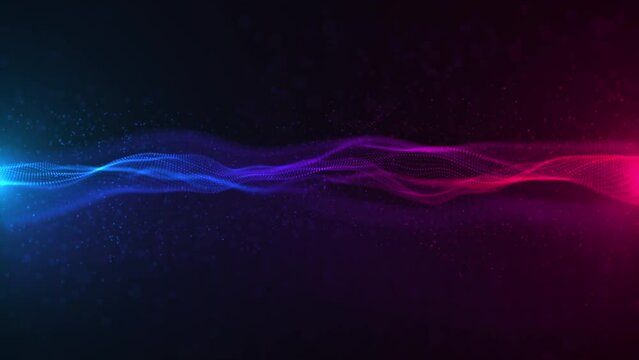Red and Blue Digital Fractal Light Wave Technology Background
