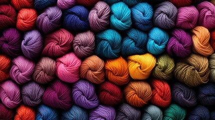 Close up of colorful yarn background. Colorful wool texture