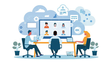 Cloud-Based Collaboration Tools, cloud-based collaboration tools with an image of remote teams using virtual collaboration platforms for seamless communication and project management - obrazy, fototapety, plakaty