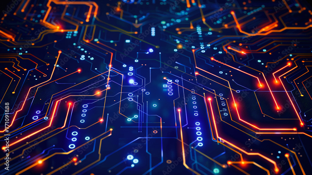 Poster abstract circuit board with a lot of micro chips background