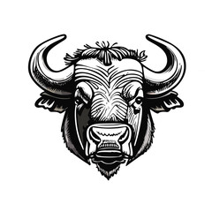 Hand drawn buffalo. Vector illustration of bull ink sketch engraving style.