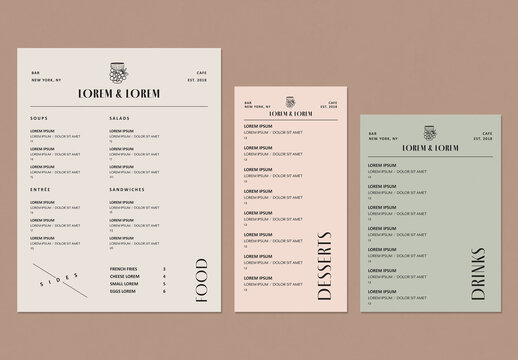 Bar and Cafe Menu Template Collection