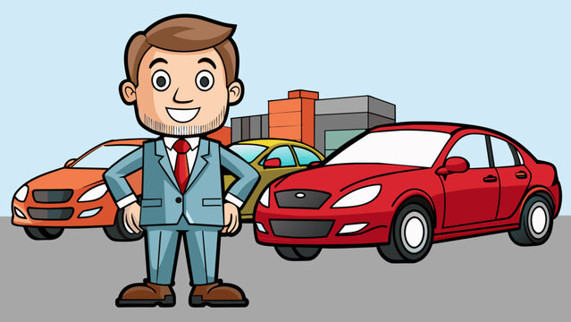 car salesman silhouette vector illustration