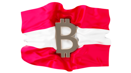 Cryptocurrency Meets National Pride: Bitcoin Symbol with Austrian Flag Artwork