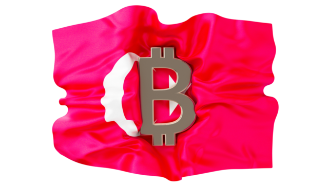 Bitcoin Symbol Superimposed on a Waving Turkish Flag
