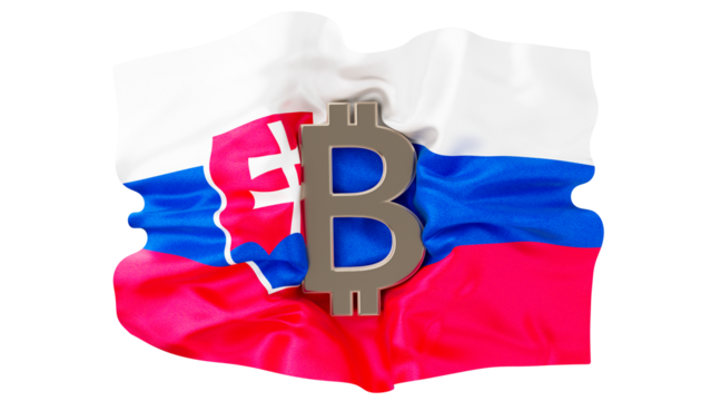 Cryptocurrency Meets Slovakia: Bitcoin Emblem on National Flag Illustration