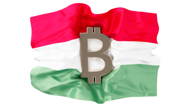Bitcoin Symbol Merging with the Vibrant Hungarian Flag