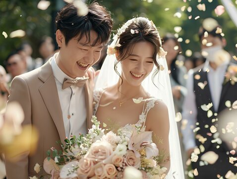 결혼식을 진행중인 신랑 신부 No.1