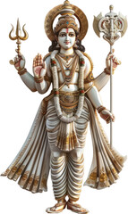 Vishnu Winged deity figure in Hindu mythology with diya and damaru cut out on transparent background - obrazy, fototapety, plakaty