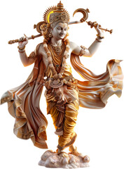 Vishnu Winged deity figure in Hindu mythology with diya and damaru cut out on transparent background