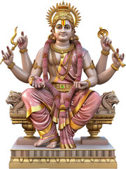 Vishnu Winged deity figure in Hindu mythology with diya and damaru cut out on transparent background - obrazy, fototapety, plakaty
