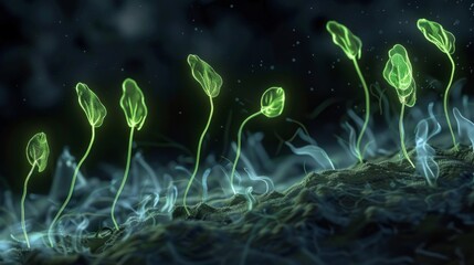 An animated image showing the opening and closing of stomata over a period of time as the plant responds to changes in light and environmental - obrazy, fototapety, plakaty