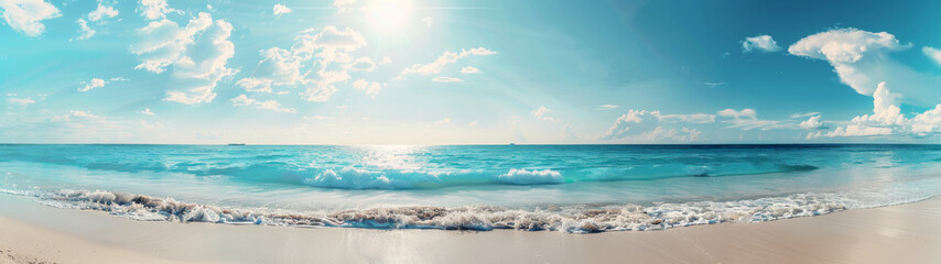Soft waves kiss the golden sands of a serene beach, inviting peaceful contemplation under the open sky