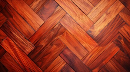 Dark stained parquet flooring. Rich rustic textured wooden background. Copy space.