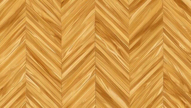 Close-up of a chevron-patterned wooden parquet flooring with rich, golden-brown tones, interior design concept.