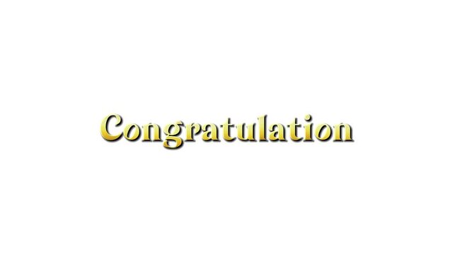 Congratulation Text Animation Isolated White Background