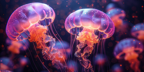 jellyfish in the water - obrazy, fototapety, plakaty