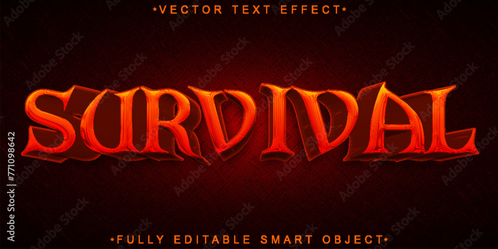 Poster Red Survival Vector Fully Editable Smart Object Text Effect