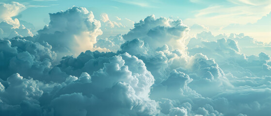 This stunning shot captures dynamic cloud formations sprawling across a vast blue sky, evoking wonder