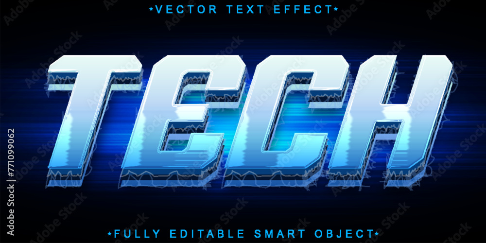 Poster blue shiny tech vector fully editable smart object text effect