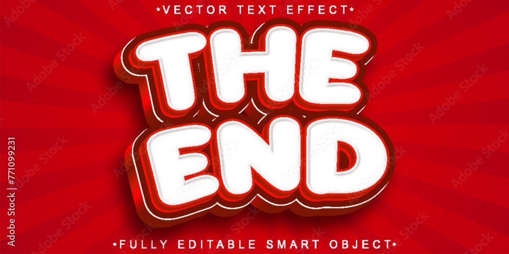 Poster cartoon red the end vector fully editable smart object text effect