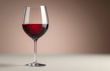 Red Wine Glass On Beige Gradient, Neutral Tone
