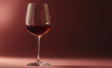 Red Wine Glass On Rosy Illuminated Backdrop