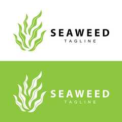 Seaweed Logo Design, Underwater Plant Design Illustrations, Cosmetics and Food Ingredient