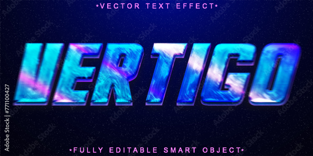 Poster colorful vertigo vector fully editable smart object text effect