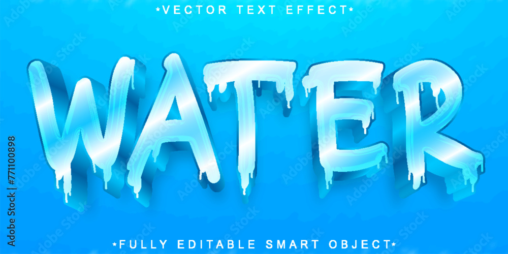 Poster cartoon water vector fully editable smart object text effect