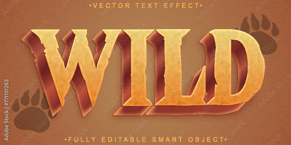 Poster brown wild vector fully editable smart object text effect