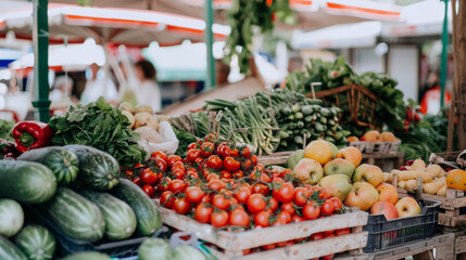 A focused snapshot showcases an array of market produce, emphasizing the variety and quality of fresh goods
