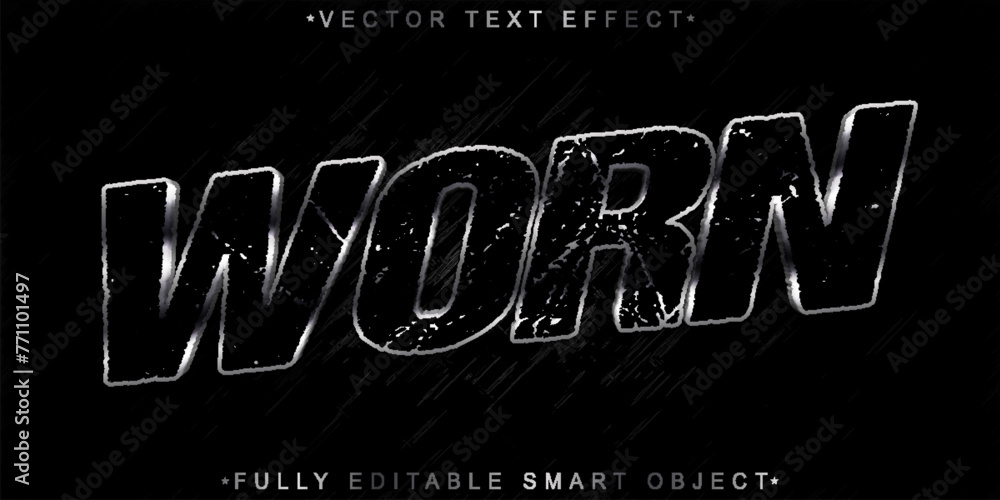 Poster worn vector fully editable smart object text effect
