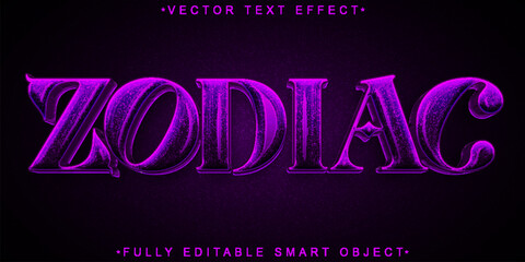 Shiny Purple Zodiac Vector Fully Editable Smart Object Text Effect