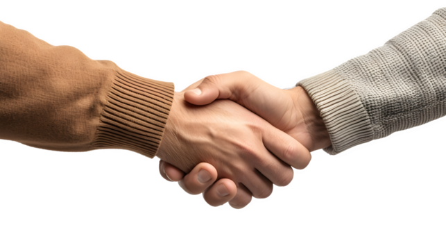 Professional Handshake PNG: Symbol of Agreement Isolated on White | Transparent Background,  hand edited generative AI