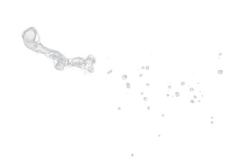Shape form throw of Water splashes into Line water in air and stop motion freeze shot. Shape form Water for clear texture graphic resource elements, black background isolated