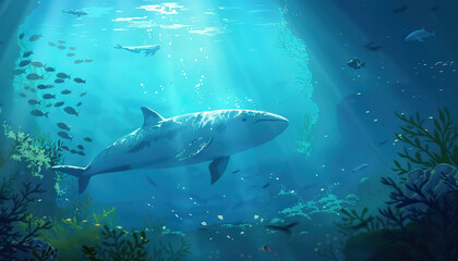 Fototapeta premium Oceanic Adventures: Underwater exploration, marine life encounters, and marine conservation efforts in ocean environments